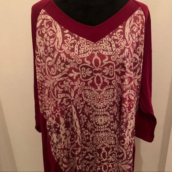 Catherines Cranberry Embellished Top - Picture 5 of 6